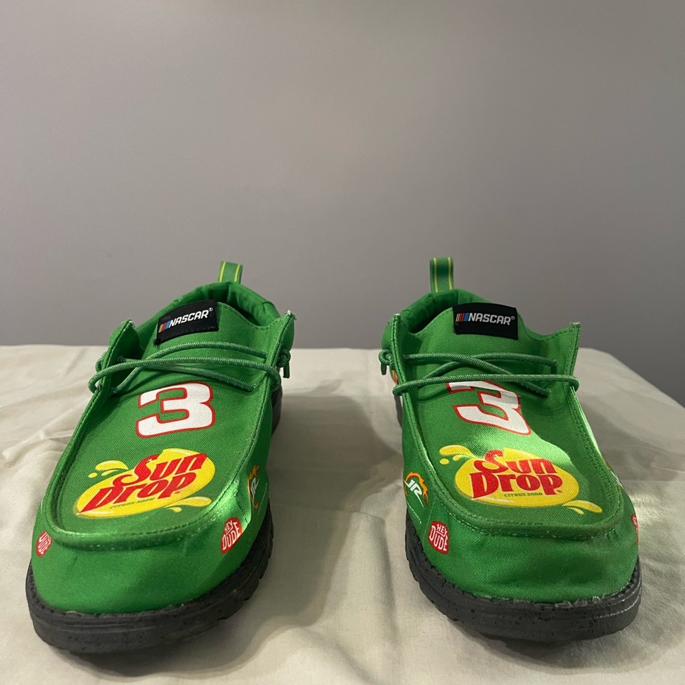 Dale Earnhardt Jr 
Hey Dude
Wally NASCAR
Men’s size 9
